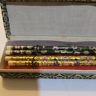 Vintage Cloisonn   Enamel Cherry Blossom Chopsticks In Original Box Euc