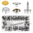 150pcs Canvas Snap Kit Tool metal Screws Snaps Marine Grade 3 8 socket Stainless