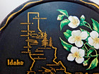 Vintage 1960s Idaho Souvenir Plate Metal Tray Wall Decor Syringa State Flower
