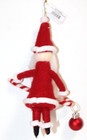 Wool Felt Santa Claus With Candy Cane Christmas Ornament Nos