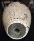 Antique Wood Bowling Pin 15  Crackled Yellow Paint wood Exposed       pics Damage 