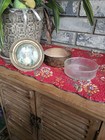 Vintage  Brass And Porcelain  Powder Box