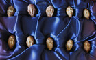 Ten Antique Chinese Carved Hediao Nut Heads In Box  Qing Dynasty