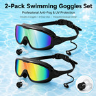 2 Pack Swimming Goggles With Earplugs Anti Fog No Leak Quick Release Men Women