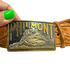 Vtg Bsa Philmont Scout Ranch Leather Belt   Tooth Of Time Brass Buckle Size 30