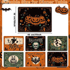 Set Of 6 Halloween Plastic Placemats Black Gothic Bat Table Mats 17x13 Inch
