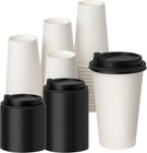 100 Pack 16 Oz Disposable Coffee Cups With Lids  Heat   Leak-proof Paper Cups   