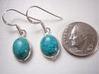 Turquoise Ovals 925 Sterling Silver Dangle Earrings 