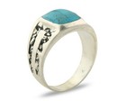 Men Vintage Nugget Ring 925 Sterling Turquoise Artist Signed Sc Size 11 25