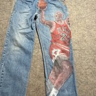 Vintage Levis 309 Orange Tab Michael Jordan Custom Graphic Jeans Mens 38x32 Usa