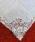 Lovely Vintage White Fancy Lace Handkerchief Good Condition