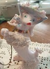 Vintage 1950 Pink Spaghetti Porcelain Mom Poodle Parasol Pup On Chain Nice