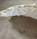 Ivory Fabric Umbrella 36 Inch Diameter With Fabric Ruffle 