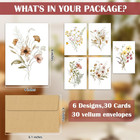 30 Blank Greeting Cards 4x6 With Envelopes Floral Note Cards Assorted Designs