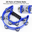 4 Pack Double Row Tambourine Adults 9  Half Moon Tambourines Bulk Church Metal