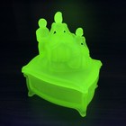 New Martinsville Martha Washington Green Satin Uranium Glass Powder Jar Uv Glow