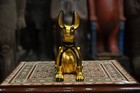 Golden Anubis Statue Handcrafted Egyptian God Of Protection Artifact Figurine