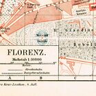 Florence  1906  Firenze Original Map Vintage City Plan Tuscany Italy