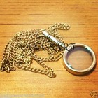 Antique Brass Magnifying Glass Necklace With Chain Pendant Collectible
