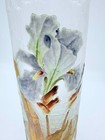Antique French Mont Joye Art Glass Vase  Enameled Floral Decor  Gilt  C  1900