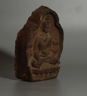 Tibet 1500s Old Antique Clay Tsa Tsa Buddha Statue medicine Buddha  Two Stupas