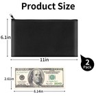 2 Pack Money Bags With Zipper  11x6 1 Inch Pu Leather Cash Pouch  Secure Bank   