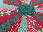 Vtg 26  Diameter Round Christmas Quilt Block Wall Hanging Mat Handmade