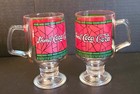 Vintage  drink Coca Cola  Glass Tumbler Tiffany Style Stained Glass   lot Of 3
