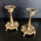 Antique Art Nouveau Smelter Candlesticks 5  Candle Holders Copper Gold Bronze