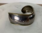 Sterling Silver Bracelet Wide Cuff Wavy Vtg Stamped 925 Mexico Mixed Metal Brass