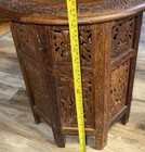 Antique Octagonal Carved Wooden Folding Anglo Indian Side Table 18x17    Read