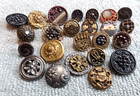 Lot Of 24 Antique Metal Buttons 3 8  To 3 4  Celluloid Cut Steels