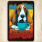 Basset Hound Coffee Sign Just Girl Who Loves Dog Mom Gift Bar Metal Tin Handmade