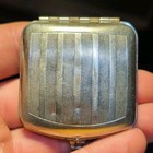 Antique 1920s Classic Art Deco Blue Enamel Design Makeup Compact Mirror Rouge