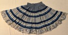 Square Up Fashions Size Small Dance Skirt Blue Print Vintage Usa Lace Ribbon