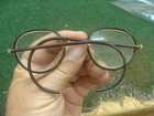 Vtg Round Eyeglasses Black   Brown Plastic Rimmed Vintage Antique Spectacles