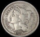 1881 3 Cent Nickel- Choice Vf   Free Shipping - Smh- 198
