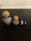 2 Vintage Hand Painted Wooden Matryoshka Russian Nesting Dolls Set Of 5