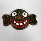 Japanese Clay Oni Masks Pottery Oriental Wall Decor Souvenir