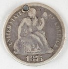 1875 Seated Liberty Dime Love Token Ornate Initials Stb