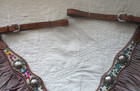 Western Horse Size Fringe Horse Breast Collar Concho And Purple Crystal