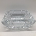 Vintage Mcm Crystal Cut Clear Glass 4 Slot Cigar Cigarette Ashtray 5   x 5    X 2 5   