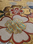 Vintage Japanese Kimono Fukuro Obi Belt Silk Gold Wave Texture Phoenix   Floral