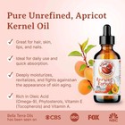 Organic Cold-pressed Apricot Kernel Oil 100  Pure Skin Hair Face Moisturizer