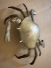 Vintage Solid Brass Blue Crab Trinket Box Heavy Patina 8 