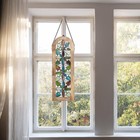 Modern Geometric Floral Multicolored Stained Glass Window Panel In Wood Frame