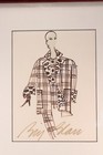 Vtg Original Bill Blass Pen   Ink Drawing Illustration Fashion Art Signed Framed