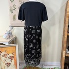 Vintage 90s Black Abstract Cat Dog Print Casual Midi Dress Artsy Boho Grunge Xl