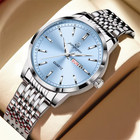 Luxury Men s Stainless Steel Quartz Watch Waterproof Luminous Date Week