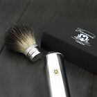 Men s Travel Shaving Brush Pure Badger Hair Black Bristle Stainless Steel Handle